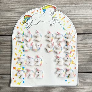 Vintage Unicorn Head Flocked Fuzzy Figural Pins Brooch w/ Display 21 Pins Taiwan
